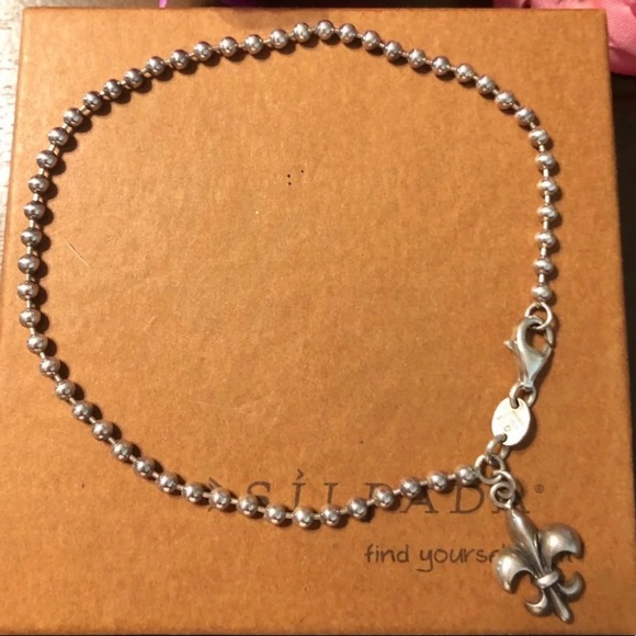 Silpada Fleur-de-lis Sterling Silver Ankle Bracelet A2642 - Picture 8 of 16